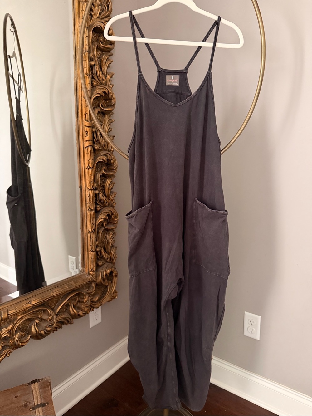 Free People Hot Shot Onesie in Washed Black- size small